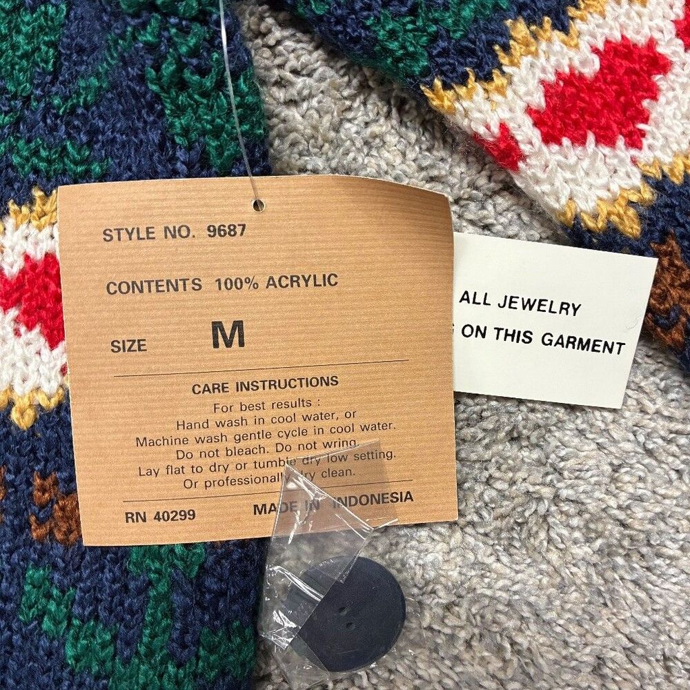 Erika & Company 90s Grandmacore Cardigan Medium Navy Granny Cottagecore NWT - Picture 3 of 8